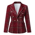 thumbnail image 1 of Aboser Womens Blazers for Work Casual Lapel Double Breasted Formal Blazer Plaid Print Long Sleeve Cardigan Work Office Slim Jacket, 1 of 6