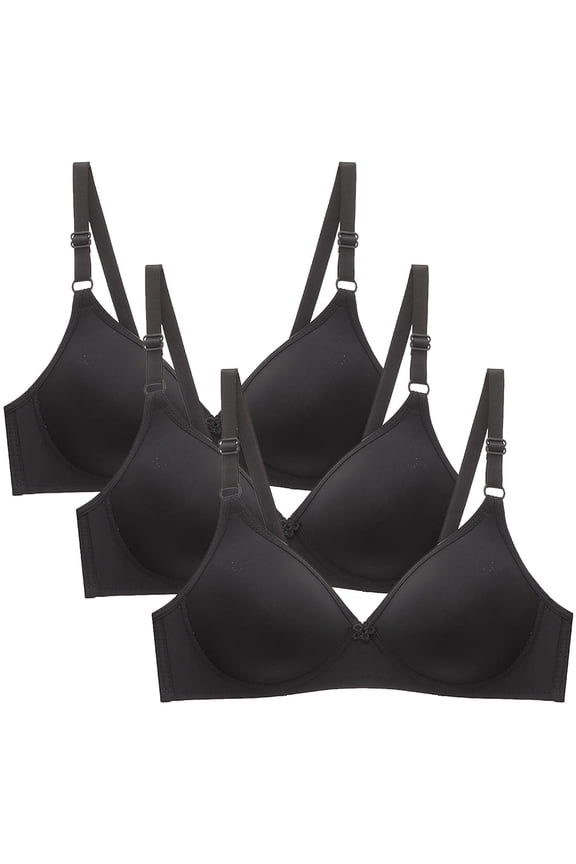 Womens Bras 3 Pack Soft Wireless Bralettes Comfy Adjustable Straps Everyday Bras Smoothing Basic Minimizer Bra Push Up T-shirt Bralette