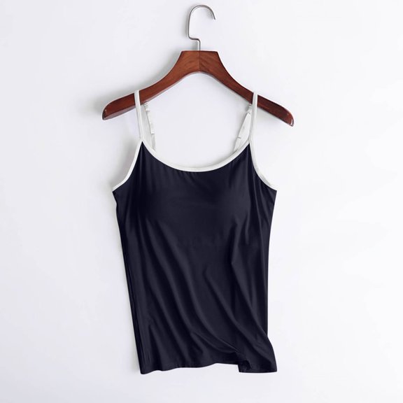 Aboser Womens Camisole Tank Tops with Built in Bra Adjustable Spaghetti Strap Cami Top Workout Shelf Bras Basic Undershirts Solid Color Sleeveless Shirts
