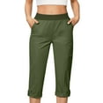 thumbnail image 1 of Aboser Womens Cargo Capris Lightweight Quick Dry Hiking Pants Summer Travel Capri Pants Casual High Waist Joggers Athletic Running Cropped Pants with Pockets, 1 of 7