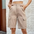 thumbnail image 1 of Aboser Womens Cargo Shorts Boyfriends Bermuda Shorts Knee Length Shorts with Pockets Trendy Pull On Cargo Pants Streetwear, 1 of 6