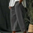thumbnail image 1 of Aboser Womens Casual Capri Pants with Pockets Lightweight Cotton Linen Capris Drawstring Elastic Waisted Lounge Pants Summer Loose Fit Straight Pants, 1 of 6