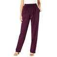 thumbnail image 1 of Aboser Womens Casual Pants Fall Straight Leg Pants Elastic High Waisted Lounge Pants Plus Size Fall Trousers Solid Color Long Pants with Pocket Purple S, 1 of 5