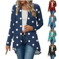 thumbnail image 1 of Aboser Womens Casual Shrug Cardigans Dressy Shawl Collar Blouses Lightweight Open Front Long Cardigan Trendy Polka Dot Printing Shirts Dusters, 1 of 8