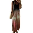 thumbnail image 1 of Aboser Womens Casual T-shirt Dresses V Neck Sleeveless Long Dress Tie Dye Maxi Dresses Summer Loose Fit Tank Dress with Pockets, 1 of 4