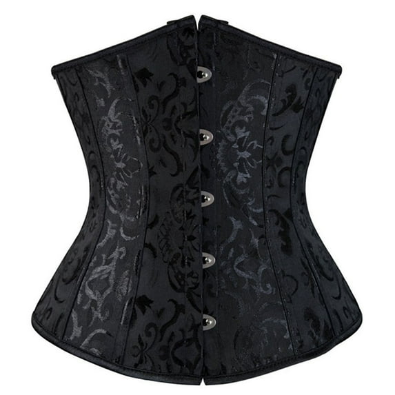 Aboser Womens Corset Tops Trendy Brocade Underbust Corsets Boned Bustier Front Buckle Waist Trainer Plus Size Waist Cincher Bodyshaper