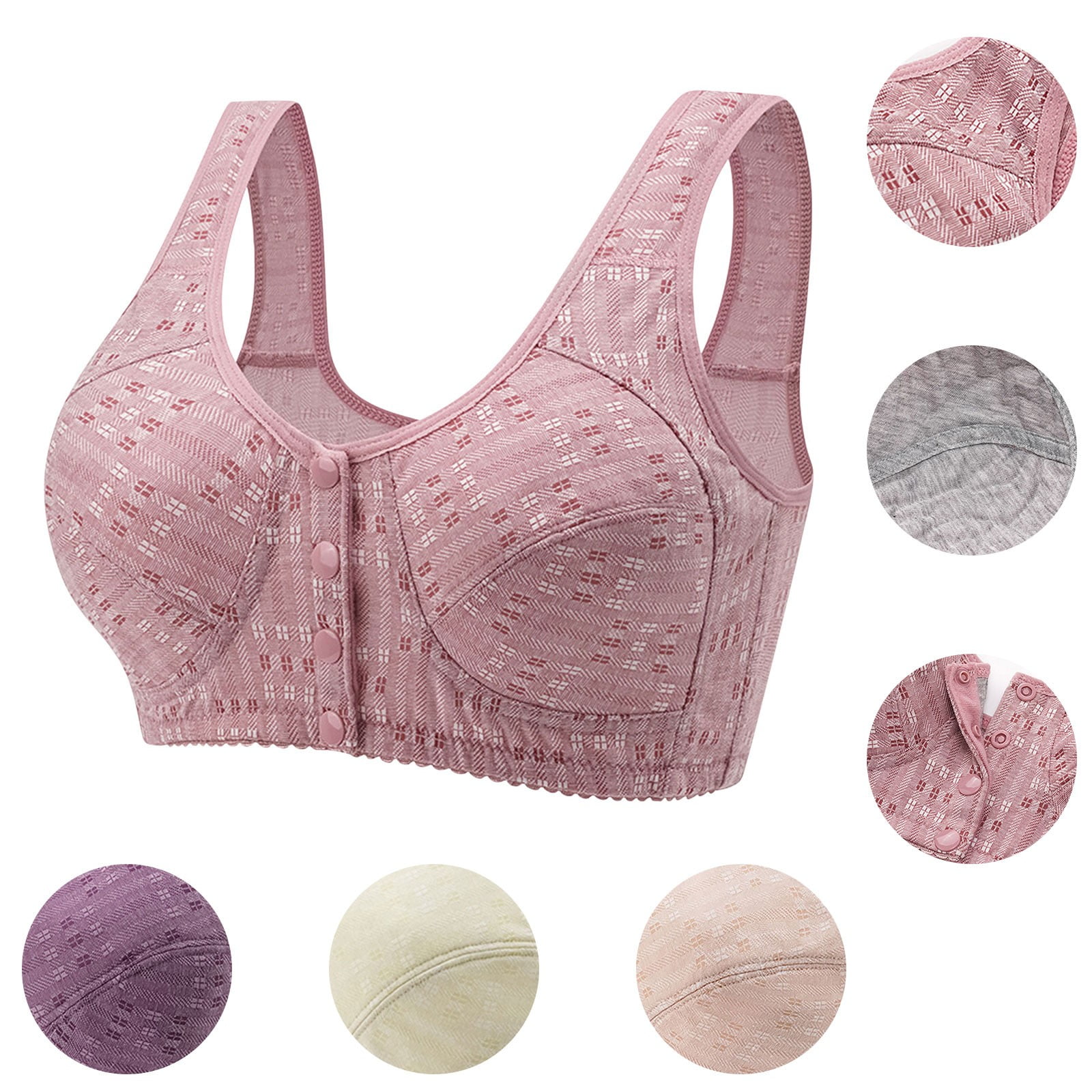 Aboser Womens Cotton Bras Front Closure Daisy Bras for Older Women ...