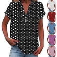 thumbnail image 1 of Aboser Womens Cotton Linen Tunic Tops Loose Fit Cuffed Sleeve Shirts Plus Size Summer Shirt Top Fashion Polka Dot Printing Tunics Thin V Neck Blouses, 1 of 6