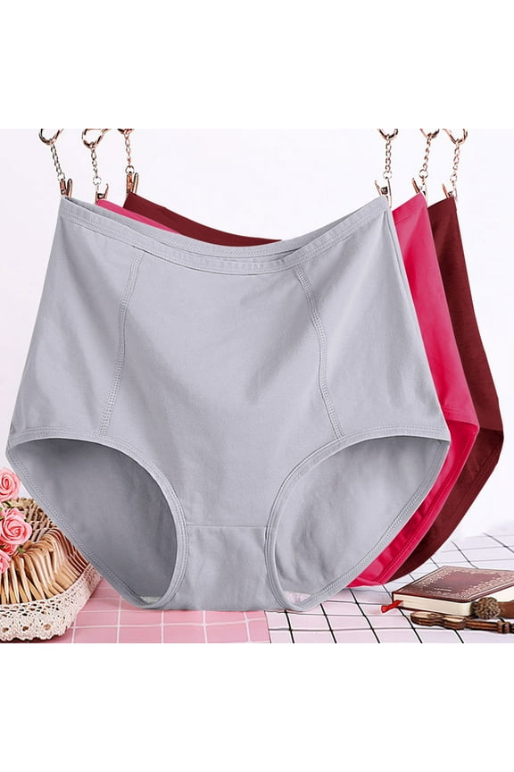 Womens Cotton Underwear 3 PC Seamless No Show Panties Soft Stretch Bikini Briefs Plus Size High Waist Underwears Ladies Panties