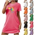 thumbnail image 1 of Aboser Womens Crew Neck Nightgowns Short Sleeve Sleep Nightshirt Fashion Print Pajama Dress Soft Comfy Loungewear Mini Nightdress Casual Plain Sleepwear, 1 of 8