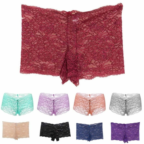 Aboser Womens Crotchless Boyshorts Panties Invisible Seamless Hipster Briefs Plus Size Breathable Lace Underwear Comfort Soft Full Coverage Panties