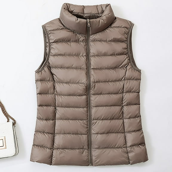 Aboser Womens Down Vests Outerwear Lightweight Stand Collar Puffy Vest Warm Sleeveless Quilted Jacket Coat Winter Zip Up Jackets Outwear