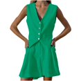 thumbnail image 1 of Aboser Womens Dressy Blazer Sets 2 Piece Outfits Casual Solid Sleeveless Linen Vest and Short Pants Set Summer Work Office Suit, 1 of 8