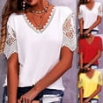 thumbnail image 1 of Aboser Womens Elegant Crochet Shirts Short Sleeve Hollow Out Tops Boho Summer Beach Tshirts Trendy Embroidered Tunic Top Comfy V Neck Shirt Blouse, 1 of 7