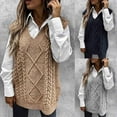 thumbnail image 1 of Aboser Womens Fisherman Sweater Vests Oversized Cable Knit Pullover Gilet Cozy Sleeveless Knitted Vest Tops Casual Soft V Neck Waistcoat Khaki M, 1 of 8