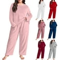 thumbnail image 1 of Aboser Womens Flannel Pajama Sets Plus Size Fuzzy Fleece Loungewear Warm Tops and Long Pants Pjs Set Comfy Soft Sleepwear Loose Fit Winter Sleep Outfits, 1 of 5