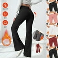 thumbnail image 1 of Aboser Womens Flare Yoga Pants Thermal Fleece Lined Leggings Winter Athletic Workout Pants Tummy Control High Waist Leggings Soft Wide Leg Trousers Pink S, 1 of 8