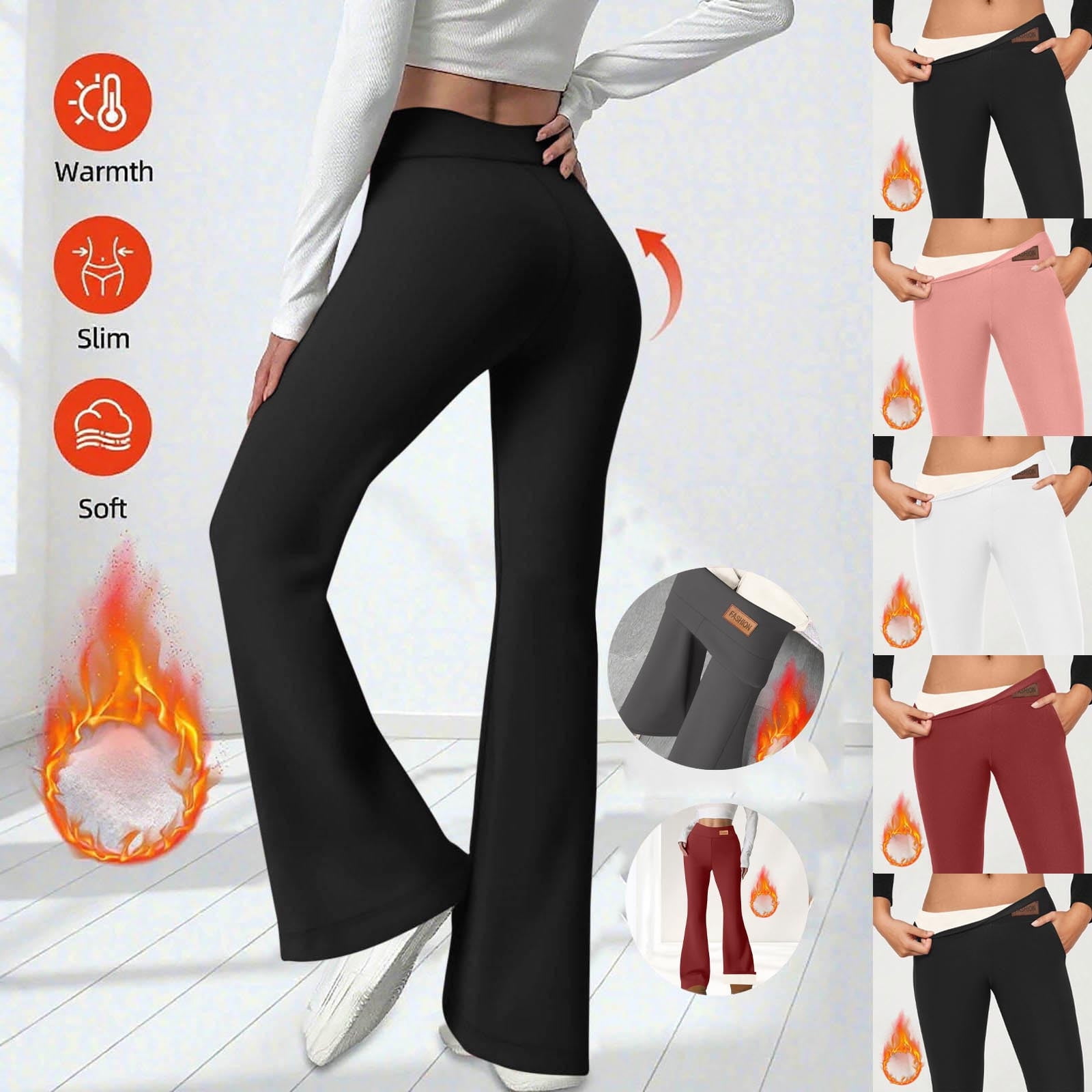Lanabella Slim Winter Leggings,High Waist Thermal Warm Fleece Lined Leggings ,Thermal Winter Warm Leggings for Women (XL, A-Gray