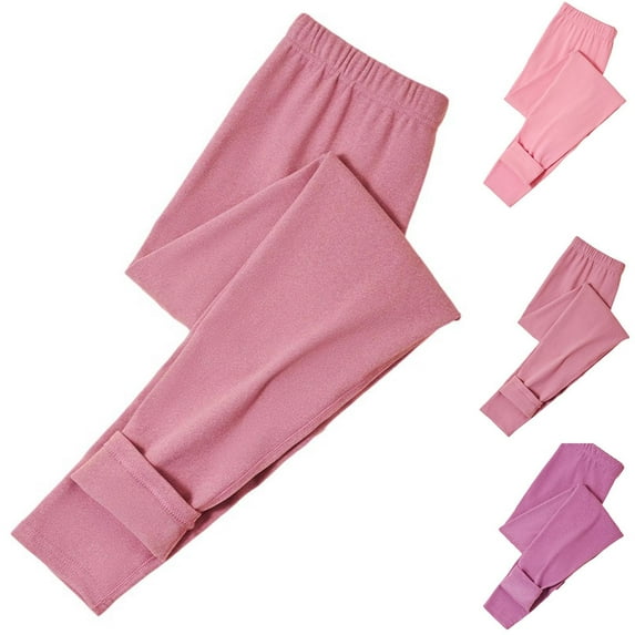 Aboser Womens Fleece Leggings Plus Size Elastic Waist Pants Comfy Soft Long Legging Solid Color Casual Tights Warm Winter Pajama Pants Pink L