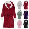 thumbnail image 1 of Aboser Womens Fleece Robes Plus Size Red Towel Robe Loose Long Sleeve Hooded Bathrobes Moisture Wicking Long Loungewear with Pockets Pink M, 1 of 7
