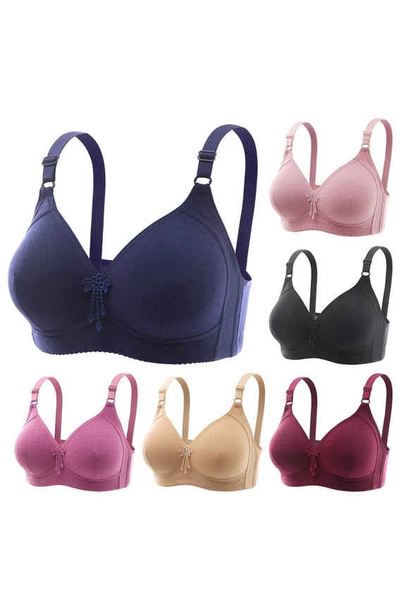 Womens Full Coverage Bras Lightly Padded Wirefree Bras Lift Up Seamless Brassiere Comfort Soft No Underwire Bras for Older Women Everyday Bra
