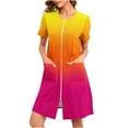 thumbnail image 1 of Aboser Womens Full Zipper House Dresses Soft Short Sleeve Robe Trendy Tie Dyed Nightgowns Casual Crew Neck Bathrobe Duster Loungewear with Pockets, 1 of 6