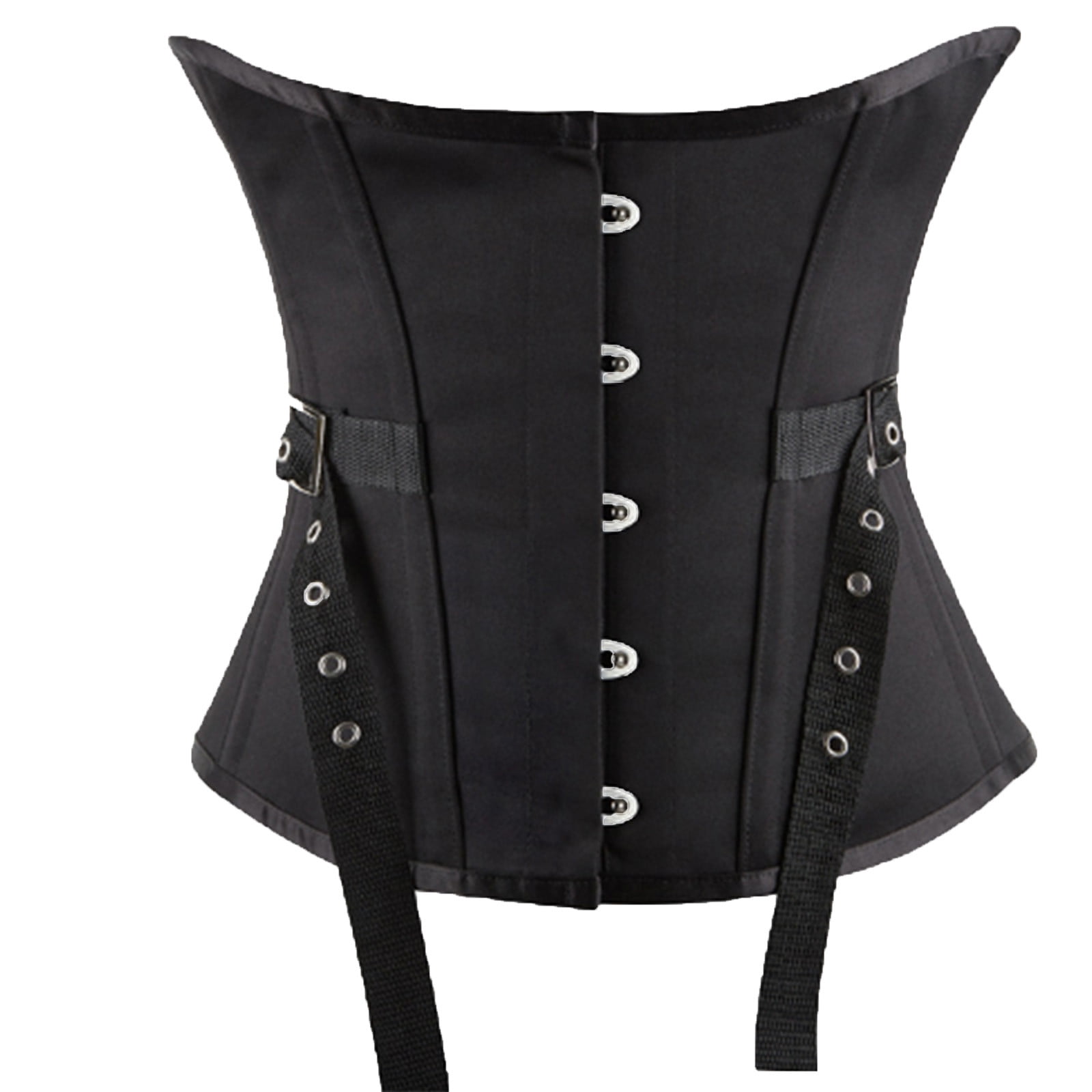 JASGOOD Women's Underbust Corset Belt - Black/Brown Lace-Up Boned Waist Cincher For Costumes