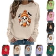 thumbnail image 1 of Aboser Womens Halloween Graphic Pullover Sweatshirt Cute Pumpkin Shirts Chic Clothes Soft Long Sleeve Crewneck Sweatshirts, 1 of 6
