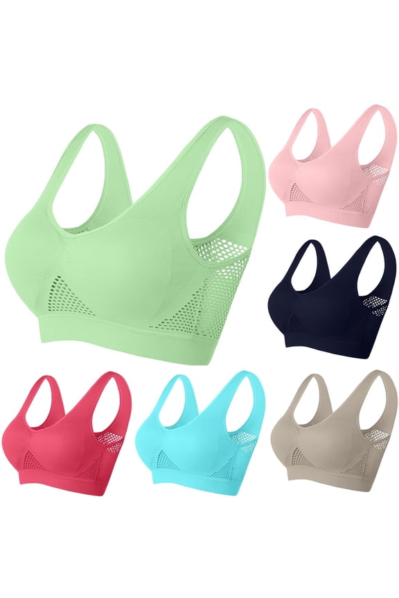 Womens High Impact Sports Bras for Gym Fitness Yoga Bra Plus Size Breathable Mesh Workout Bras Lightly Padded Running Bra Khaki XL