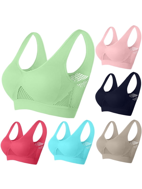 Womens High Impact Sports Bras for Gym Fitness Yoga Bra Plus Size Breathable Mesh Workout Bras Lightly Padded Running Bra Sky Blue XXXXL