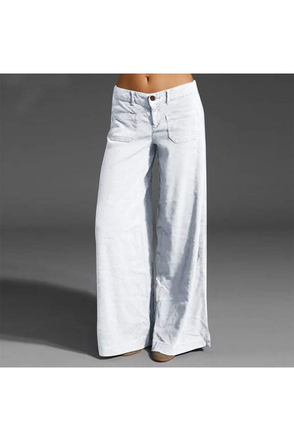 Womens High Waisted Jeans Loose Wide Leg Pants for Women Spring Summer Casual Dress Pant Y2K Long Work Trousers with Pockets