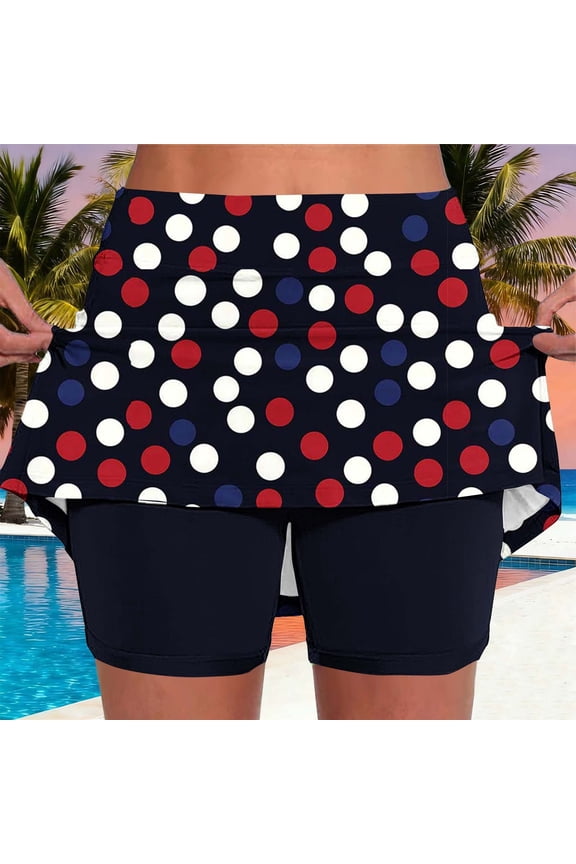 Womens High Waisted Tennis Skirts with Pockets Y2K Clothes Fashion Dot Printed Skorts Casual Flowy A Line Mini Skirts Workout Running Skorts