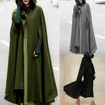 Aboser Womens Hooded Cape Cloak Renaissance Medieval Robes with Arm Holes Full Length Victorian Capelet Fall Winter Windproof Poncho