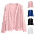 thumbnail image 1 of Aboser Womens Lace Corchet Shrugs Plus Size Open Front Cardigan Lightweight Long Sleeve Shrug Cardigans Cozy Soft Boleros Elegant Cover Ups, 1 of 3