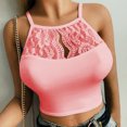 thumbnail image 1 of Aboser Womens Lace Racerback Tank Tops Sheer High Neck Camisoles Sleeveless Halter Bodysuit Plus Size Balconette Bra Non-Padded Underwire, 1 of 6