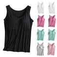 thumbnail image 1 of Aboser Womens Layering Tank Tops with Built in Bras Plus Size Padded Basic Shirt Comfy Soft Daily Wear Stretchy Casual Workout Shirts Scoop Neck Undershirts, 1 of 5