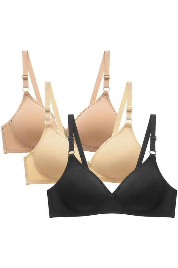 Womens Lightly Wireless Bras 3 Pack Smooth T-shirt Bra Body Hugging Lift Up Bralettes Full Coverage Support Bra Stretch Fit Everyday Bralettes