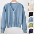 thumbnail image 1 of Aboser Womens Lightweight Knit Cardigan Sweaters Classic Button Down Cardigans Comfy V Neck Sweater Coats Solid Color Long Sleeve Outerwear Blue XL, 1 of 9