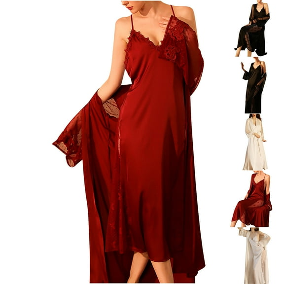 Aboser Womens Lingerie Nightgowns Sexy Open Back Sleepwear Cozy Spaghetti Strap Chemise Nightdress Full Slips Long Sleepshirts Mesh Sheer Patchwork Loungewear