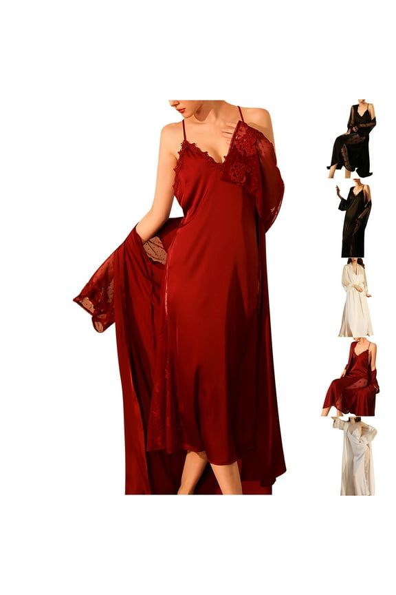 Womens Lingerie Nightgowns Sexy Open Back Sleepwear Cozy Spaghetti Strap Chemise Nightdress Full Slips Long Sleepshirts Mesh Sheer Patchwork Loungewear