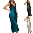 thumbnail image 1 of Aboser Womens Long Satin Nightgown Deep V-Neck Lace Chemise Sleepwear Smoothly Wide Strap Sleep Dress Silk-Like Loungewear Cozy Breathable Maxi Nightshirts, 1 of 6