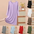 thumbnail image 1 of Aboser Womens Long Sleeve Nightgown Plus Size Knee Length Sleepwear Cozy Soft Tunic Nightshirt Solid Color Casual Sleepdress Loose Fits House Loungewear, 1 of 9