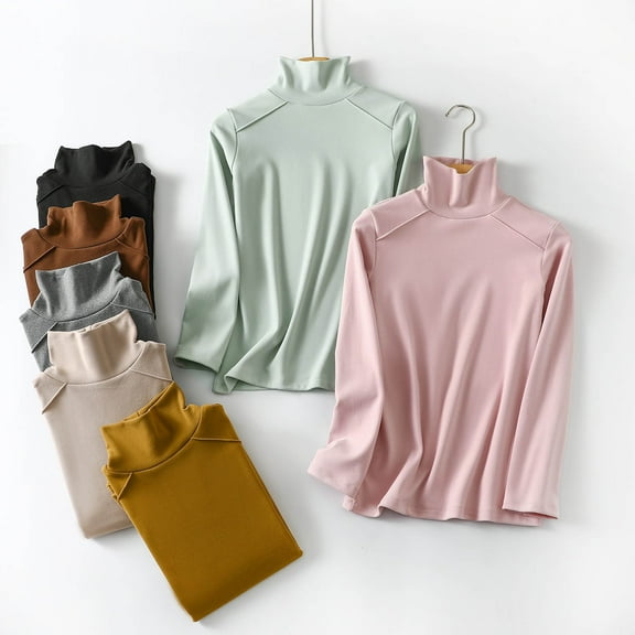 Aboser Womens Long Sleeve Turtleneck Tops Thermal Casual Layering Shirts Solid Color Basic Tees Comfort Slim Fitted Plain Shirt Underscrubs
