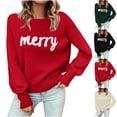 thumbnail image 1 of Aboser Womens Merry Christmas Sweaters Fashion Holiday Long Sleeve Shirts Cozy Crew Neck Pullover Knitwear Soft Long Sleeve Jumper Tops, 1 of 8
