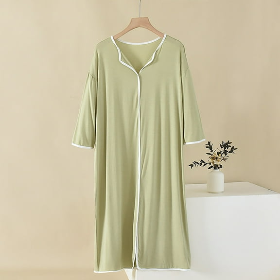 Aboser Womens Nightgowns Soft Long Sleeve Sleepshirts Plus Size V Neck Nightgown Loose Fit Cozy Modal Nightdress Casual Long Loungewear