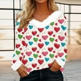 thumbnail image 1 of Aboser Womens Off the Shoulder Tops Funny Love Heart Printed Shirts Faux Fur Trim Sweaters Long Sleeve Going Out Top Loose Casual Cute Shirt Blouse, 1 of 4