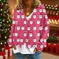 thumbnail image 1 of Aboser Womens Pink Christmas Cardigan Sweaters Cute Santa Claus Graphic Sweater Coats Xmas Holiday Outfits Thermal Flannel Cardigans Long Sleeve Button Down Outerwear, 1 of 5