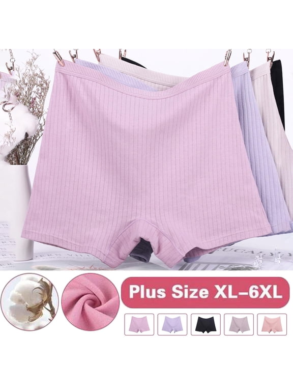 Womens Stretch Boyshorts Underwear Plus Size Cotton Brief Underwear Soft High Waisted Panties Breathable Full Coverage Briefs