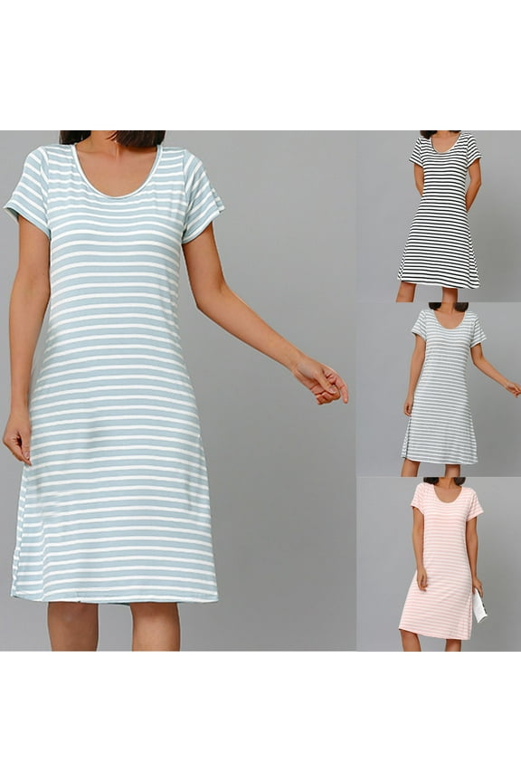 Womens Plus Size Cotton Nightshirts with Built in Bras Short Sleeve Sleep Dress Soft Jersey Loungewear Cozy Crewneck Long Nightgowns