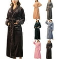 thumbnail image 1 of Aboser Womens Plush Bathrobes Fuzzy Flannel Long Robes Long Sleeve Belted Nightgowns Comfy Floor Length Bathrobe Soft V Neck Loungewear with Pockets Gray XL, 1 of 8